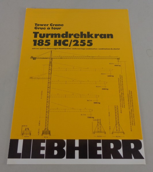 Datenblatt / Technische Beschreibung Liebherr Turmdrehkran 185 HC / 255 von 1980