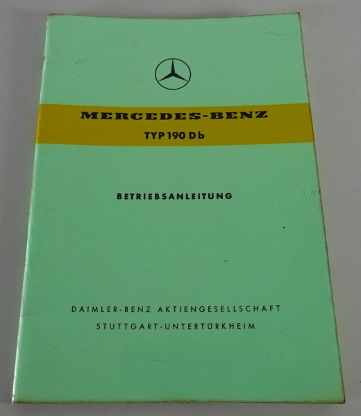 Betriebsanleitung / Handbuch Mercedes W121 190 Db Ponton Diesel Stand 09/1959