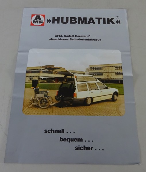 Prospektblatt Hubmatik Opel Kadett Caravan E absenkbares Behindertenfahrzeug