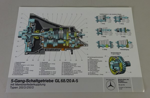 Schnittbild Mercedes-Benz 5-Gang-Schaltgetriebe GL 68/20 A-5 in W124 Stand 1984