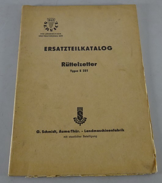 Teilekatalog Schmidt Rüttelzetter Typ E 251 Stand 1963