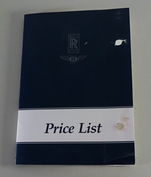 Price List / Preisliste Rolls Royce & Bentley PKW Modelle von 1982