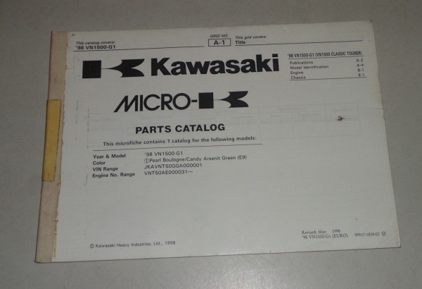 Teilekatalog / Ersatzteilliste / Parts List Kawasaki VN 1500 G 1 von 1998