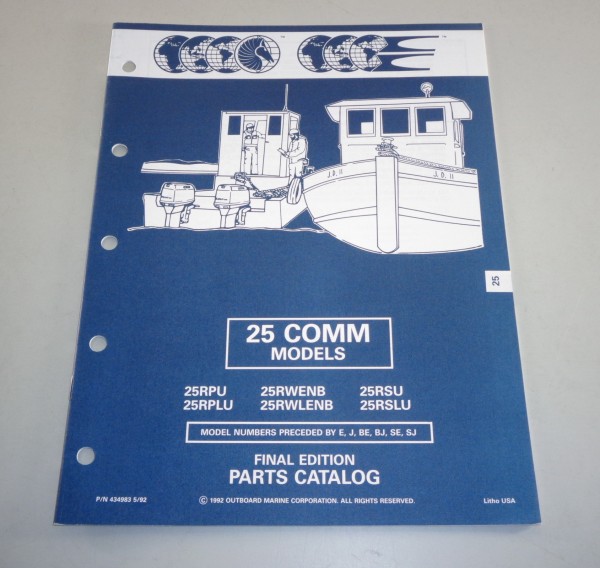 Teilekatalog OMC Evinrude Johnson Außenborder 25 COMM Models St. 05/1992