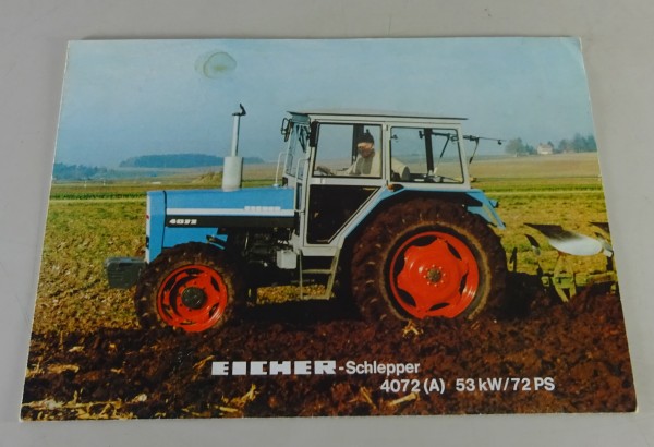 Prospekt / Poster Eicher Schlepper 4072 A - 72 PS + Allrad