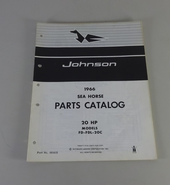 Teilekatalog OMC Johnson Outboards 20 PS Models von 1966