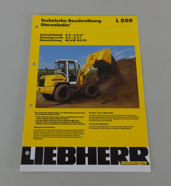 Prospekt / Broschüre Liebherr Radlader L 508 Technische Daten Stand 02/1995