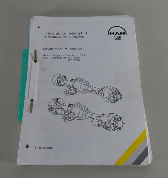 Werkstatthandbuch MAN / VW Hypoidachsen 6,1 t / 6,8 t + HY - 0645/0745 - 08/2000