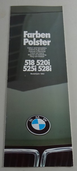 Prospekt Farben & Polster BMW 5er E28 Modelljahr 1982 Stand 02/1981