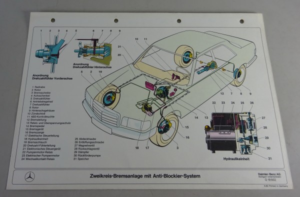 Schnittbild Mercedes-Benz W126 Hydraulische Zweikreis-Bremsanlage mit ABS | 1980