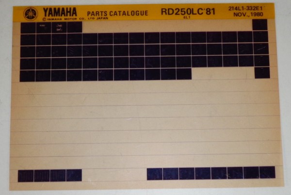 Microfich Parts Catalogue / Ersatzteilkatalog Yamaha RD 250 LC '81 Stand 11/80