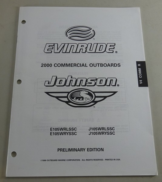 Teilekatalog Johnson Evinrude Außenborder E105WRLSSC | J105WRYSSC Stand 2000