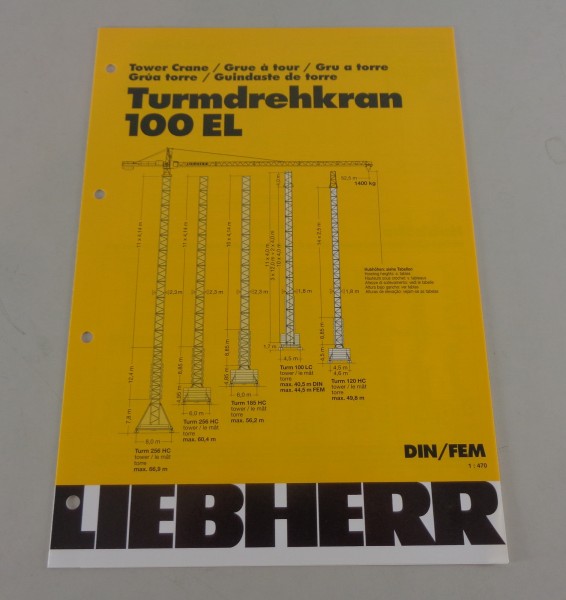 Datenblatt / Technische Beschreibung Liebherr Turmdrehkran 100 EL von 03/2001