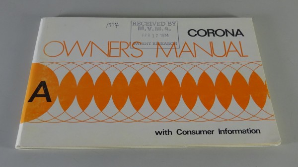 Owner´s Manual / Handbook Toyota Corona T80 from 1973