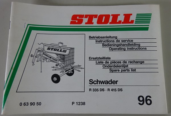 Teilekatalog / Betriebsanleitung Stoll Schwader R 335 / 415 DS Stand 1996