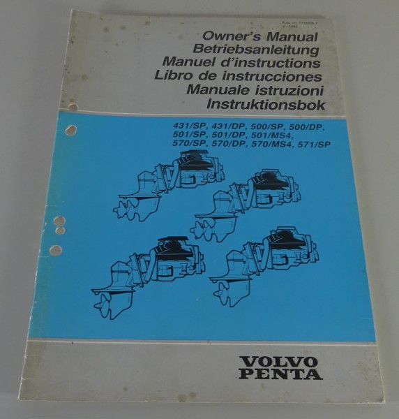 Betriebsanleitung Volvo Penta Motor 431/SP bis 571/SP Englisch Stand 04/1989