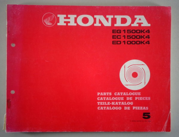 Teilekatalog Honda EG / EC / ED 1000K4 Generator von 1980