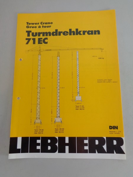 Datenblatt / Data sheet Liebherr Turmdrehkran 71 EC Stand 04/1995