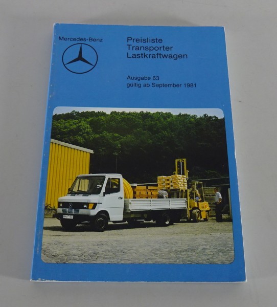 Preisliste Nr.63 Mercedes Benz LKW + Transporter ab 09/1981