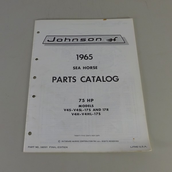 Teilekatalog OMC Johnson 75 PS Models Stand '65