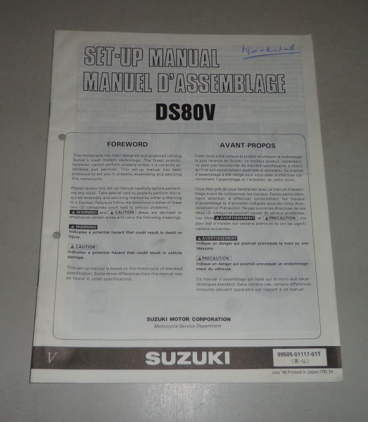 Montageanleitung / Set Up Manual Suzuki DS 80 Stand 07/1996