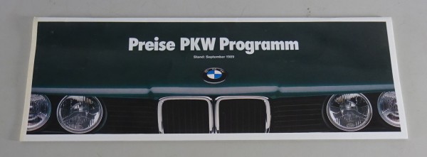 Preisliste / Prospekt BMW E30 3er / E34 5er / E32 7er / E31 8er Stand 09/1989