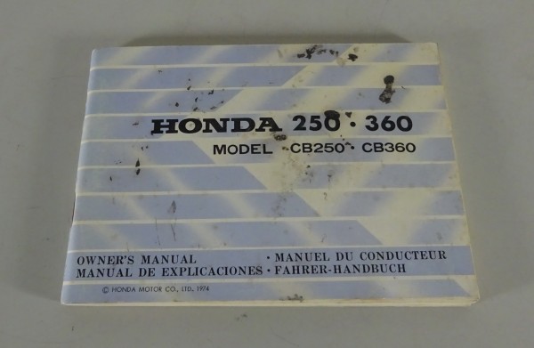 Betriebsanleitung / Handbuch Honda CB 250 / CB 360 Stand 1974