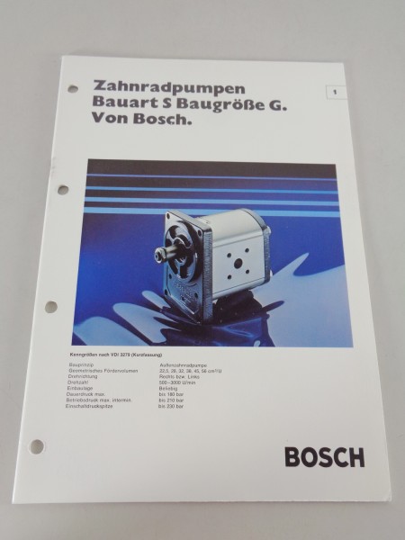 Prospekt / Technische Info Bosch Duo-Zahnradpumpen Bauart S, Baugröße F 03/1981