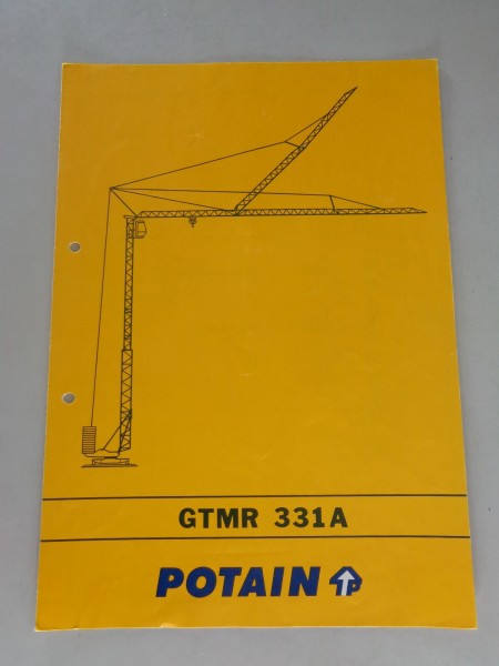 Datenblatt / Data Sheet / fiche de données Potain Turmdrehkran GTMR 331 A