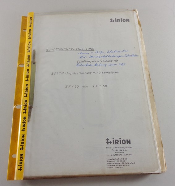 Werkstatthandbuch Irion Gabelstapler EFY 30 + EFY 50 Bosch Impulssteuerung