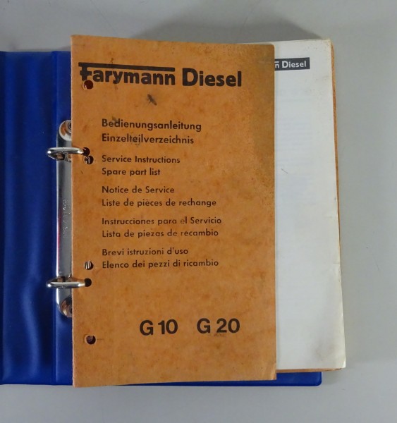 Betriebsanleitung + Teilekatalog Farymann Dieselmotoren G 10 / G 20 von 8/1978