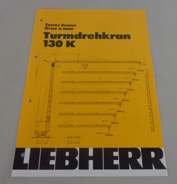 Datenblatt / Technische Beschreibung Liebherr Turmdrehkran 130 K von 04/1986