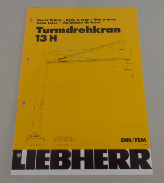 Datenblatt / Technische Beschreibung Liebherr Turmdrehkran 13 H von 03/2001
