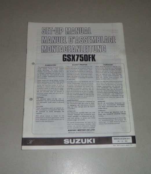 Montageanleitung / Set Up Manual Suzuki GSX 750 F Stand 11/1988