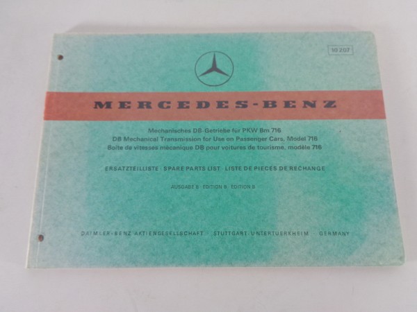 Teilekatalog Mercedes 4-Gang Schaltgetriebe 716 in /8 W114 & R107 von 03/1972
