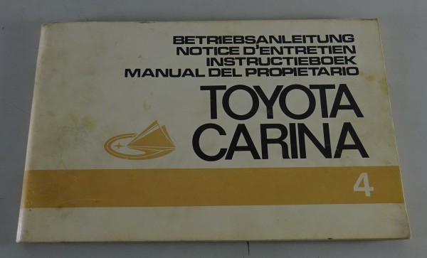 Betriebsanleitung / Handbuch Toyota Carina Typ A12 Stand 1972