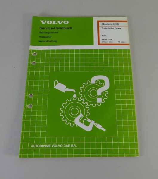 Werkstatthandbuch Volvo 480 Technische Daten ab Baujahr 1986 Stand 10/1989