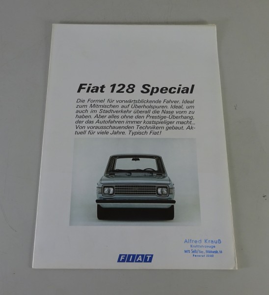 Prospekt / Broschüre Fiat 128 Special 1100 / 1300 zwei-/viertürig