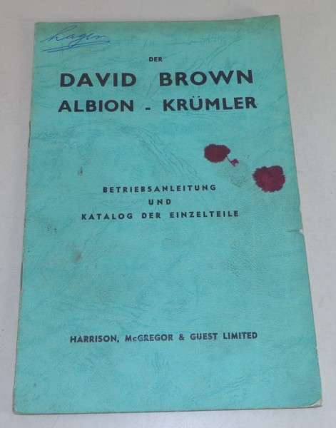Betriebsanleitung + Teilekatalog David Brown Albion Krümler KT/1, KT/2, KT/3