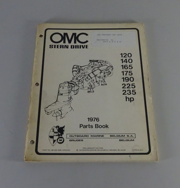 Teilekatalog OMC Stern Drives Drivers 120-235 PS Models Stand 1976