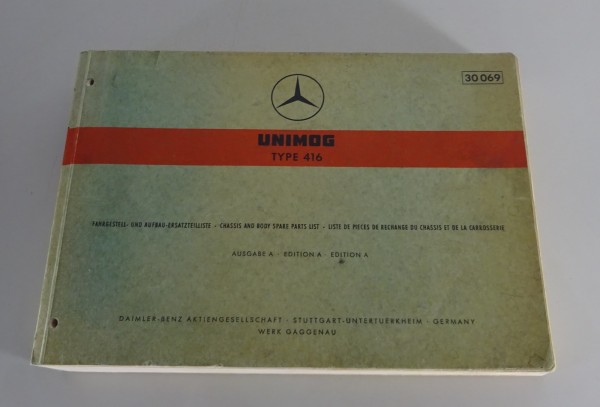 Teilekatalog / Ersatzteilliste Mercedes-Benz Unimog Typ 416 Fahrgestell von 1967
