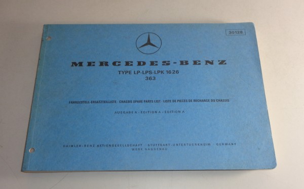 Teilekatalog Mercedes-Benz LKW LP - LPS - LPK 1626 ( 363 ) Stand 12/1971