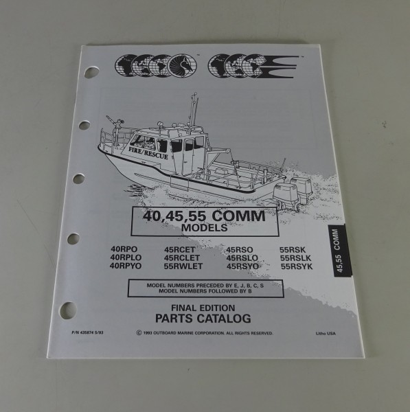 Teilekatalog Johnson Evinrude Outboards 40 / 45 / 55 Comm Models Stand 1993
