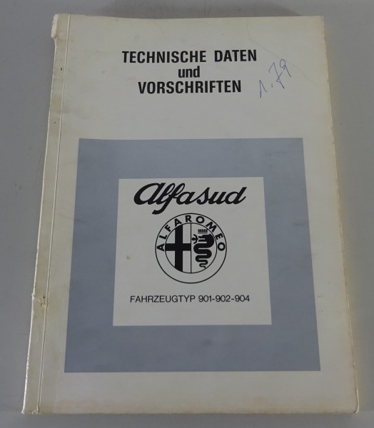 Werkstatthandbuch Technische Daten Alfa Romeo Alfasud 901-902-904 Stand 10/1978