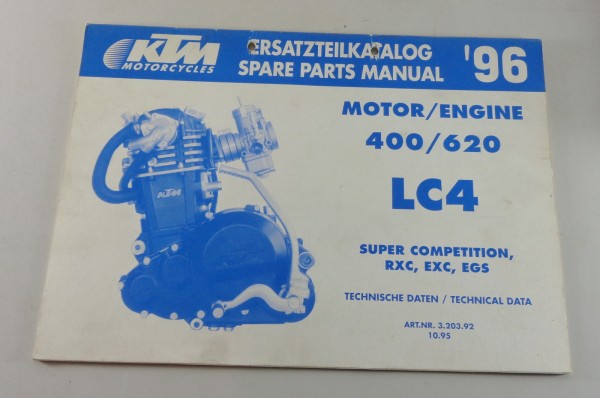 Teilekatalog Motor KTM 400 / 620 LC4 Modelljahr 1996 Stand 10/1995