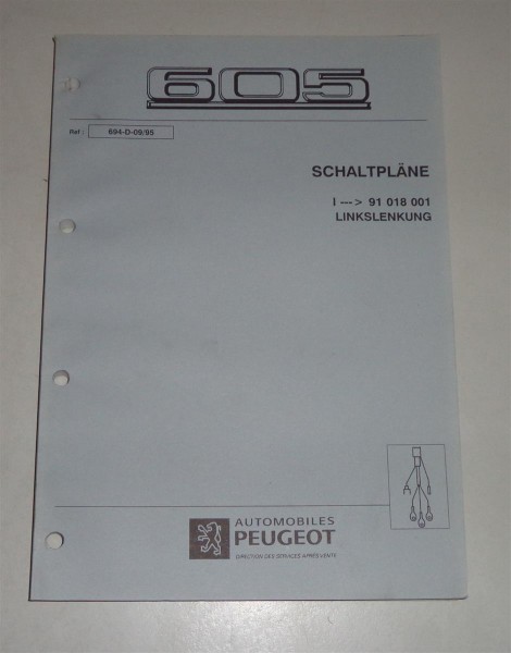 Werkstatthandbuch Peugeot 605 Elektrik Schaltpläne - Stand 09/95