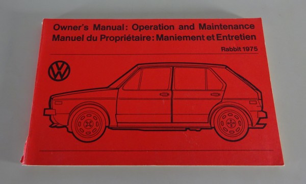 Owner´s Manual / Mode d'emploi VW Golf 1 / I Rabbit USA / Canada from 01/1975