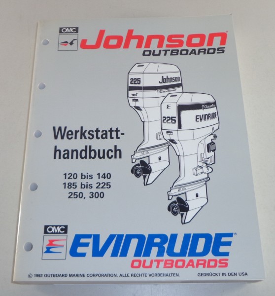 Werkstatthandbuch Johnson Bootsmotor 120 125 140 185 200 225 250 300 PS von 1992