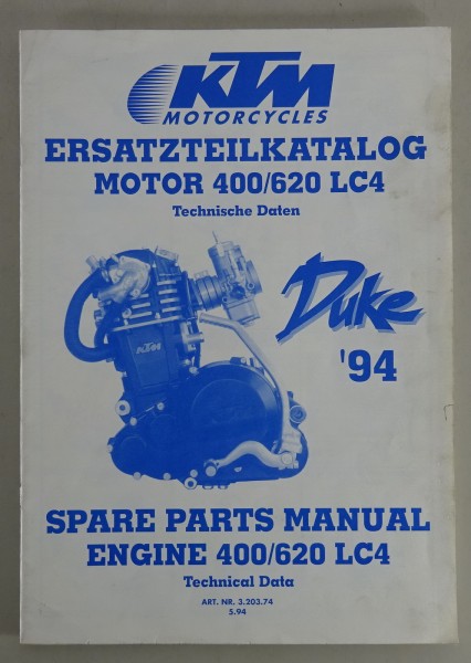 Teilekatalog Motor KTM 400 / 624 LC4 Duke Modelljahr 1994 Stand 05/1994