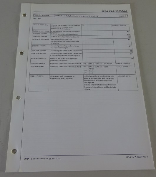 Schaltplan Mercedes W204 Vorsicherungsdose hinten (F33) Typ 204 | Stand 12/2010